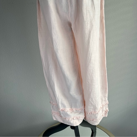 Bryn Walker 100% Linen Bloomer Pant Womens Small Light Pink High Rise Ruffle Hem - Picture 9 of 13